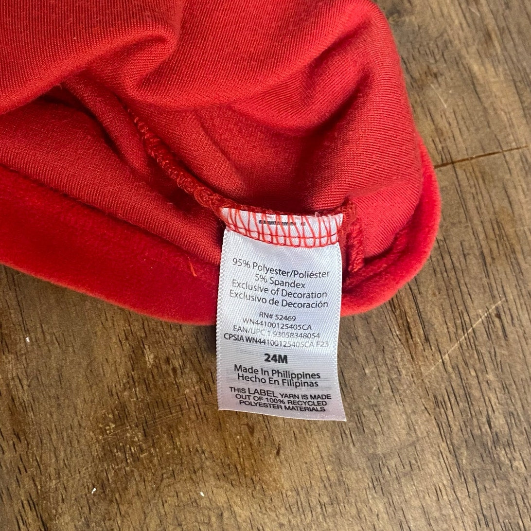 Wonder Nation red velvet holiday ruffle collar long sleeve dress SIZE 24M