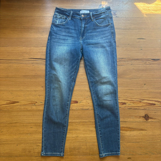 Risen dark wash high rise slim straight jeans SIZE 28
