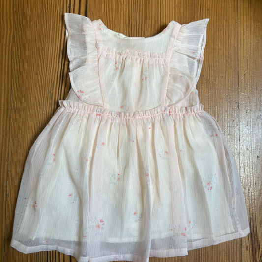NWT Baby B'gosh light pink floral sheer overlay flutter sleeve dress SIZE 12M