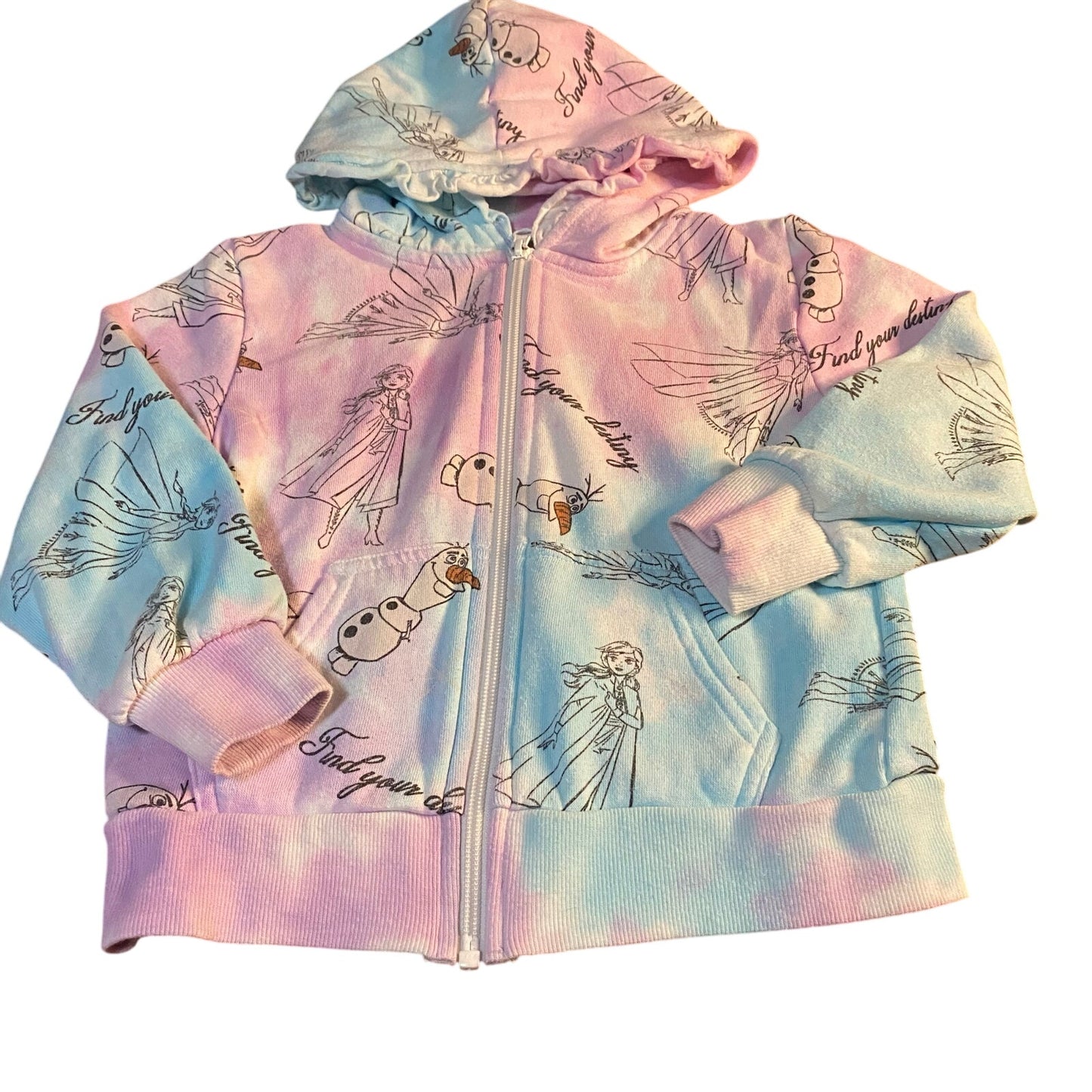 Disney Frozen II Elsa pink blue tie dyed full zip sweater shorts set SIZE 4T