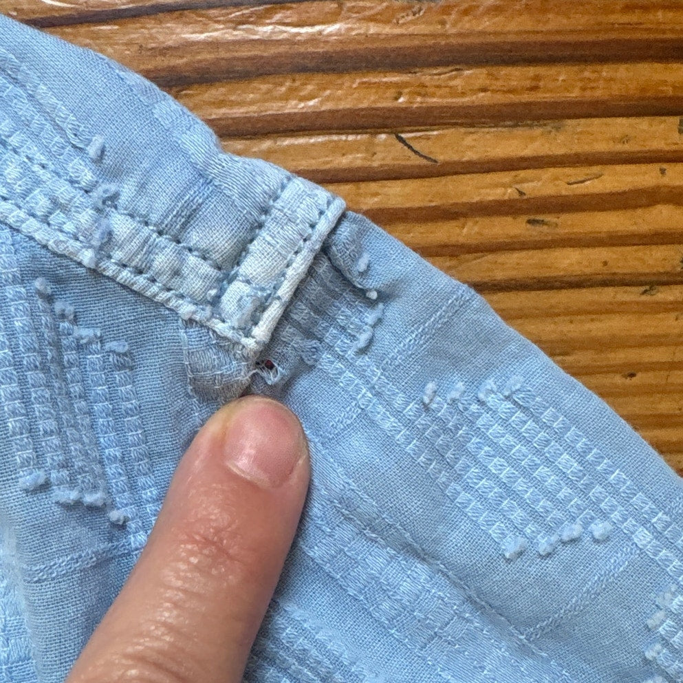 Pilcro light blue cotton lace back western long sleeve button up shirt SIZE XS