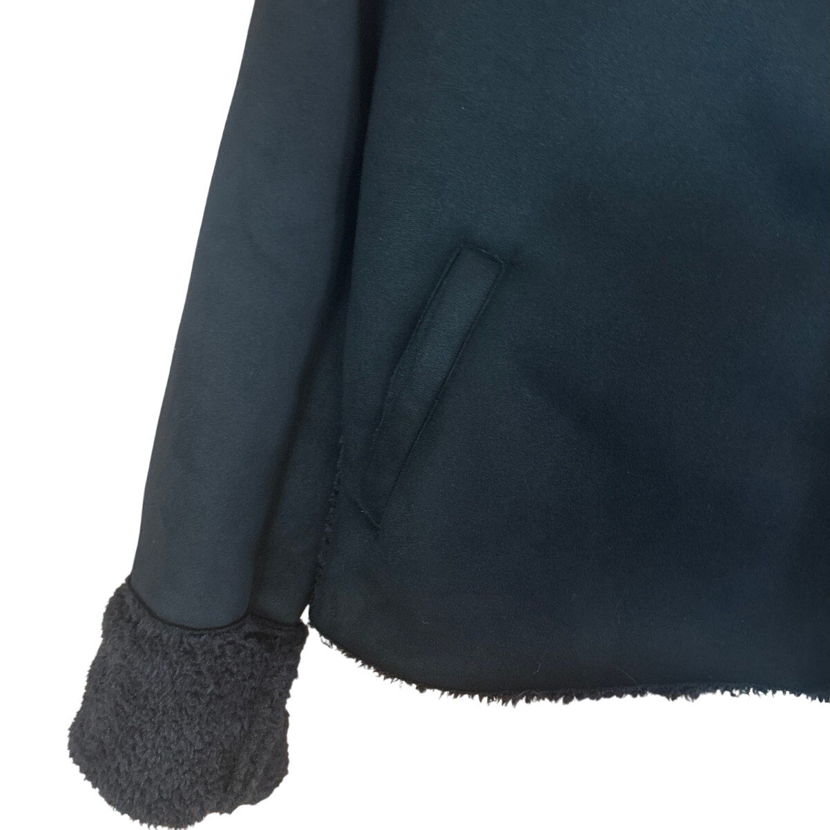 ESMARA black faux suede leather black fleece lined zip jacket SIZE 8