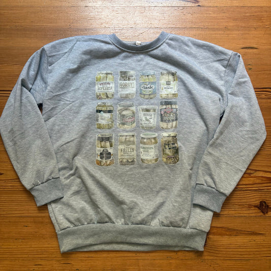 Shein light gray pickle jars graphic crew womens sweatshirt SIZE L