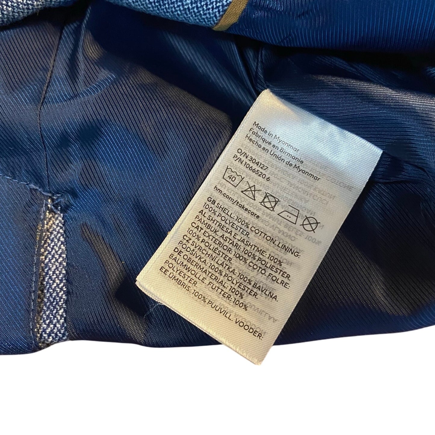 H&M blue tweed single breast boys suit blazer SIZE 5