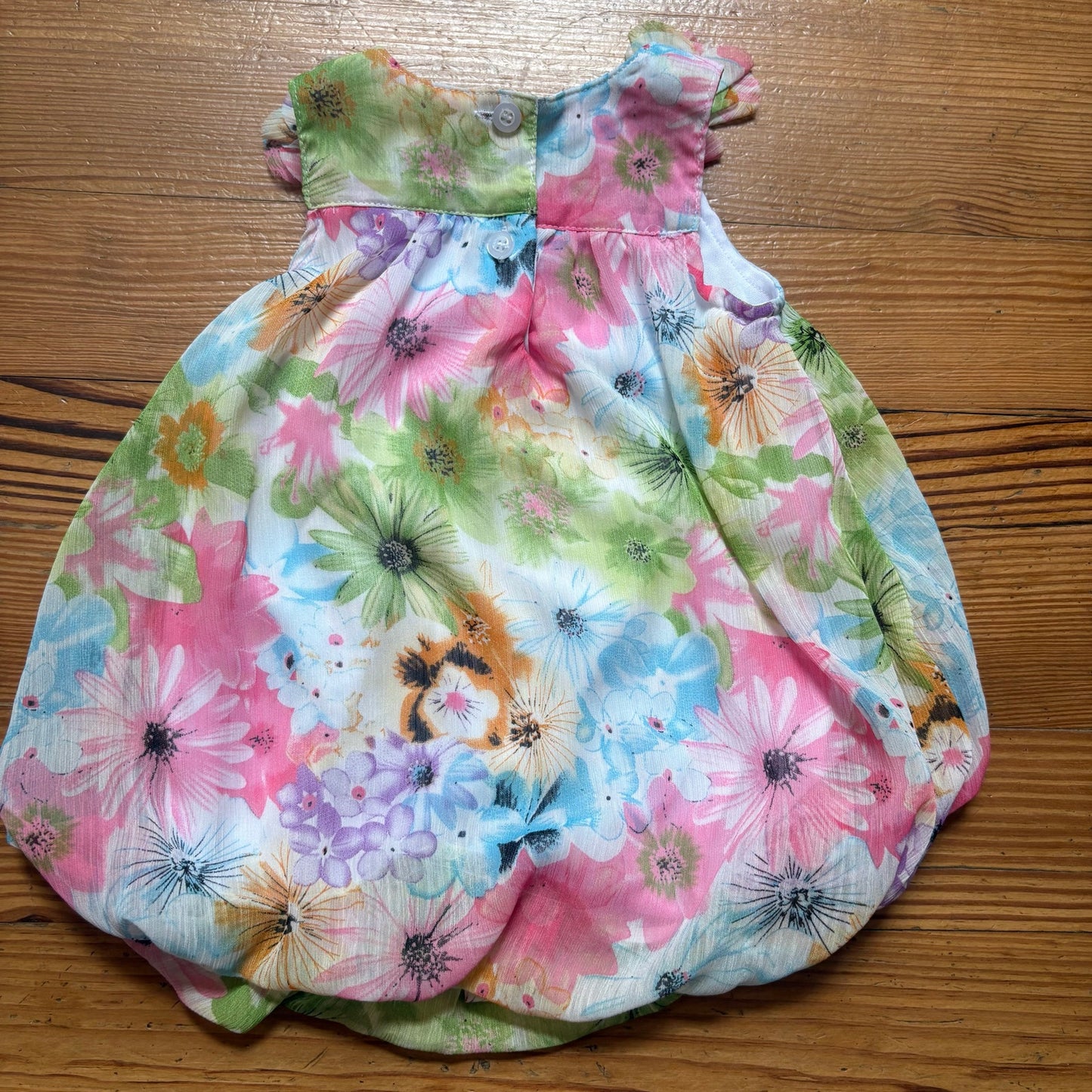 Blueberi Boulevard pastel floral sheer overlay bubble one piece SIZE 18M