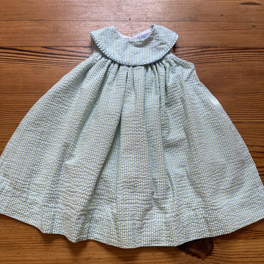 The Bailey Boys blue green checkered seersucker sleeveless dress SIZE 24M