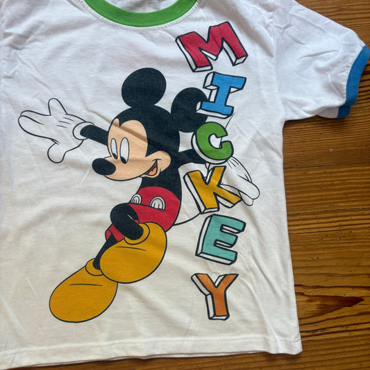 Disney Mickey Mouse white graphic short sleeve cotton shirt SIZE 5