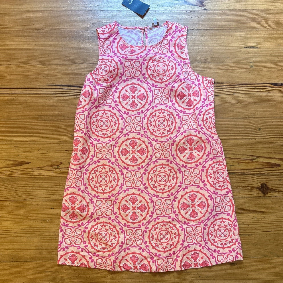 Crown & Ivy pink coastal seashell sleeveless cotton dress SIZE L
