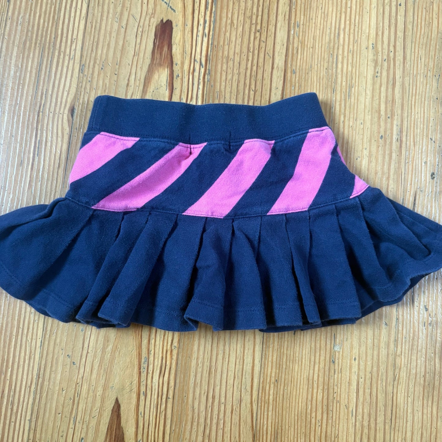 Ralph Lauren blue pink striped pleated bottom elastic waistband skort SIZE 4