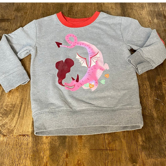 Cat & Jack gray dragon Valentine heart pullover crew sweatshirt SIZE 3T