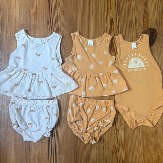 PL Baby yellow ivory sunshine bodysuit bloomer baby girl sets SIZE 24M