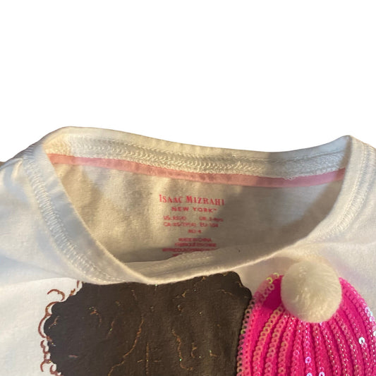 Isaac Mizrahi white winter cozy girls long sleeve shirt SIZE 4