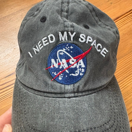 NASA dark gray I Need Space graphic adjustable baseball cap
