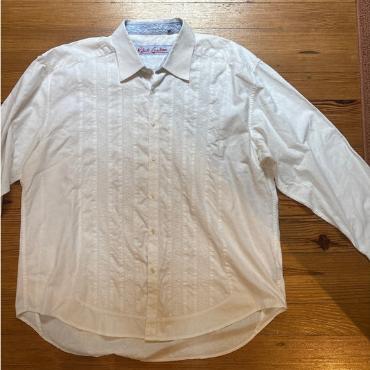 Robert Graham white western embroidered mens button up dress shirt SIZE 4XL