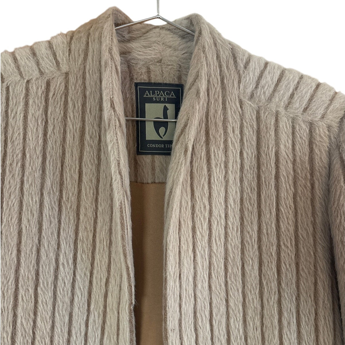 Alpaca fur wool blend beige womens open blazer SIZE M/L