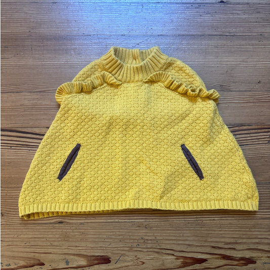 Janie and Jack yellow knit leather accent ruffle poncho sweater SIZE 18-24M