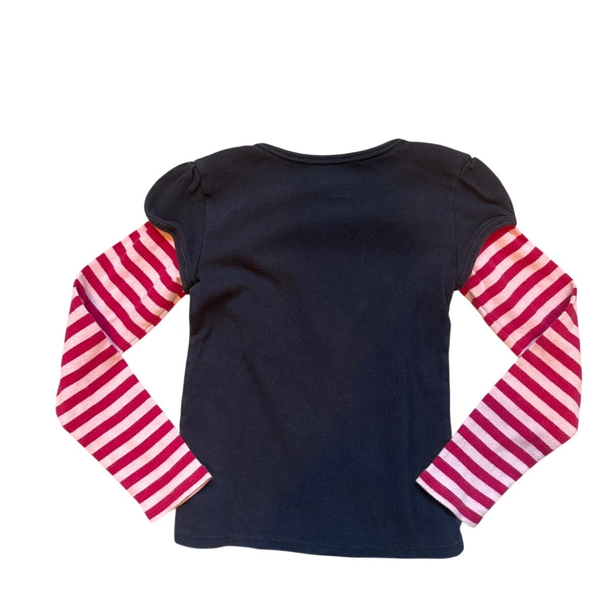 Gap pink striped navy long sleeve Sassy embroidered sequin shirt SIZE S