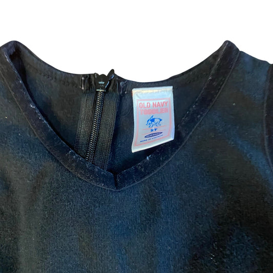 Y2K Old Navy black lined pink floral embroidery sleeveless dress SIZE 2T