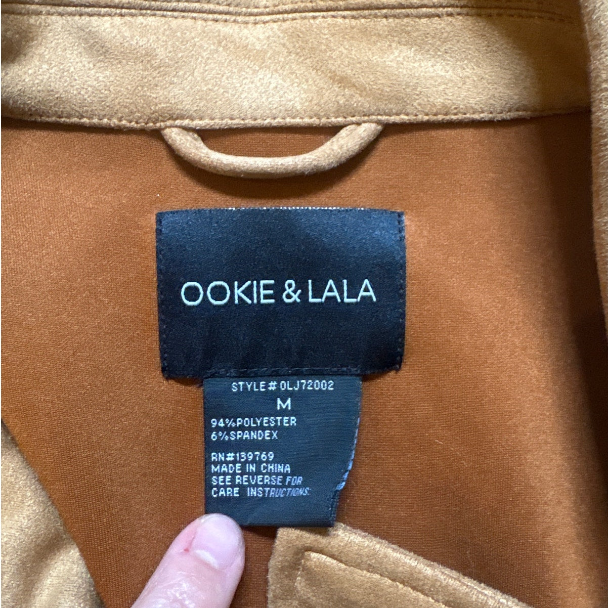 Ookie & LaLa brown tan faux suede open  jacket SIZE M