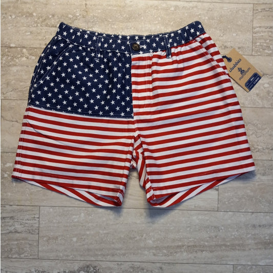 NWT Chubbies American flag 5.5" inseam zipper fly mens shorts SIZE S