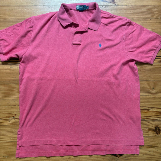 Polo Ralph Lauren pink salmon cotton short sleeve mens polo shirt SIZE XL