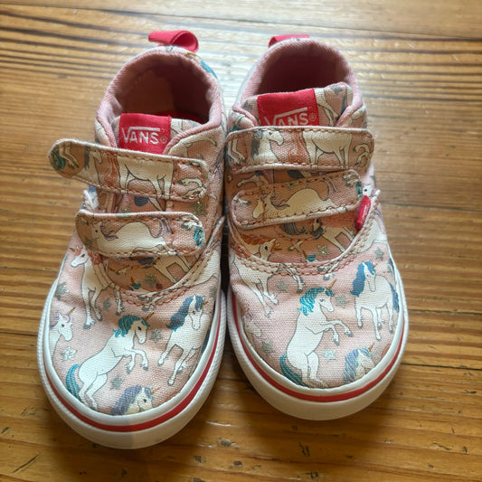 VANS pink unicorn low top slip on velkro toddler sneakers SIZE 7