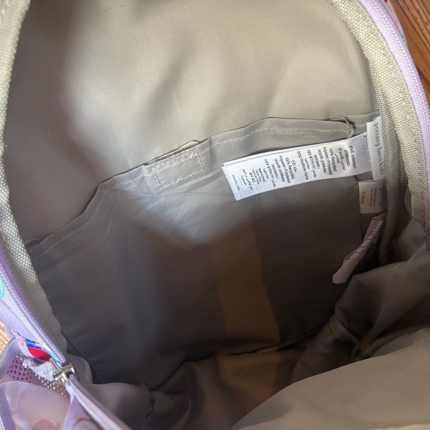 Pottery Barn Kids light purple Disney Princess bookbag