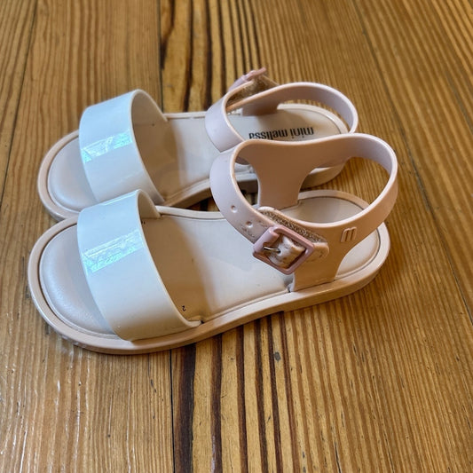 Mini Melissa light pink white double strap jelly toddler sandals SIZE 8