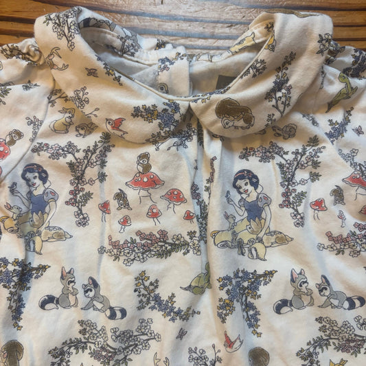 Gap Disney Snow White animal forest graphic long sleeve one piece SIZE 12-18M