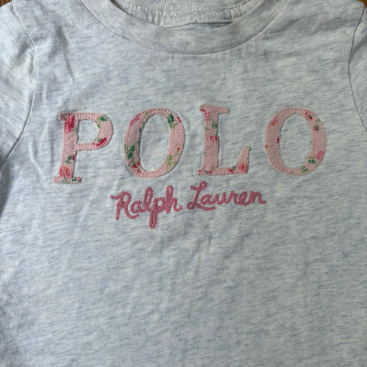 Polo Ralph Lauren gray cotton POLO floral short sleeve toddler shirt SIZE 2T