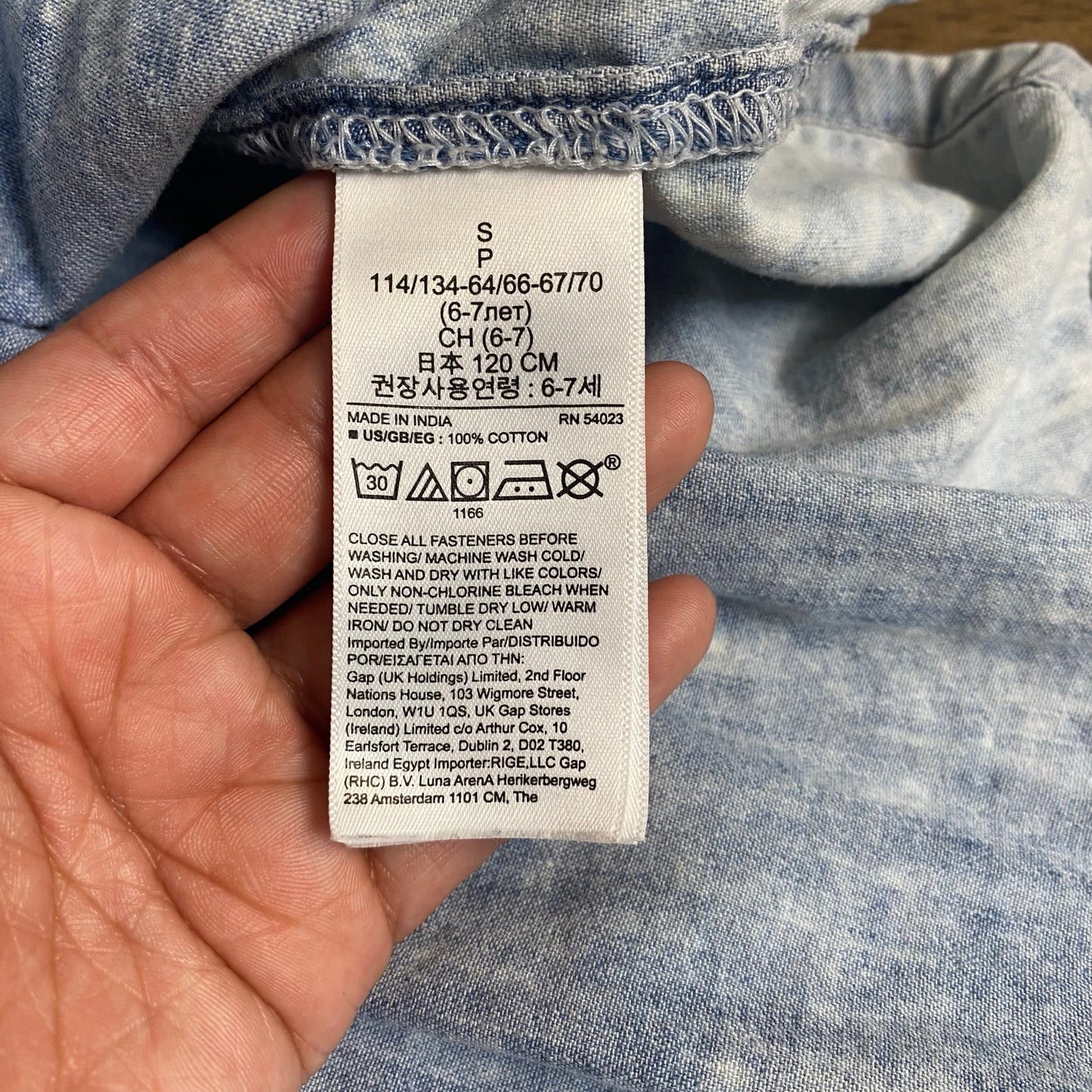 Gap light acid wash denim tiered short sleeve jean dress SIZE S