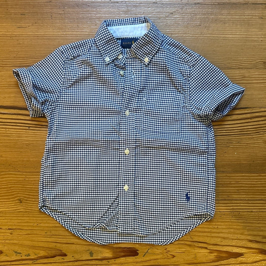 Ralph Lauren blue checkered short sleeve performance button up shirt SIZE 2T