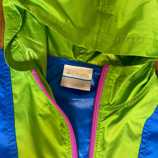 Columbia sportswear green blue quarter zip youth windbreaker jacket SIZE S