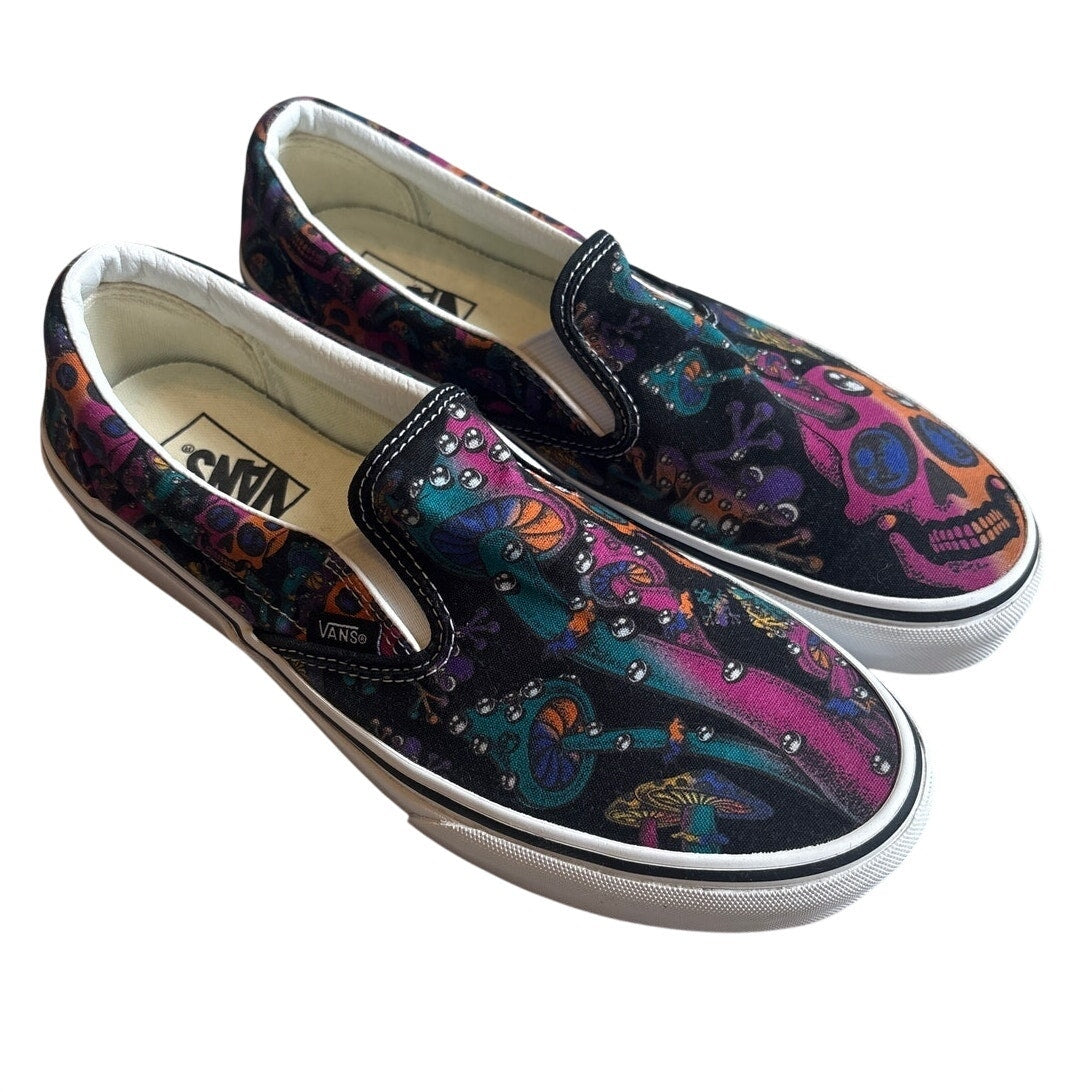 Vans Classic Trippy Drip slip on colorful skull unisex sneakers SIZE M9 W10.5