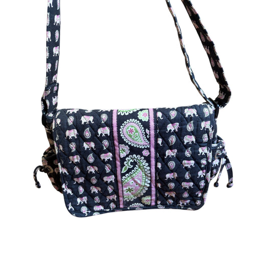 Vera Bradley black pink elephant medium shoulder bag with wallet