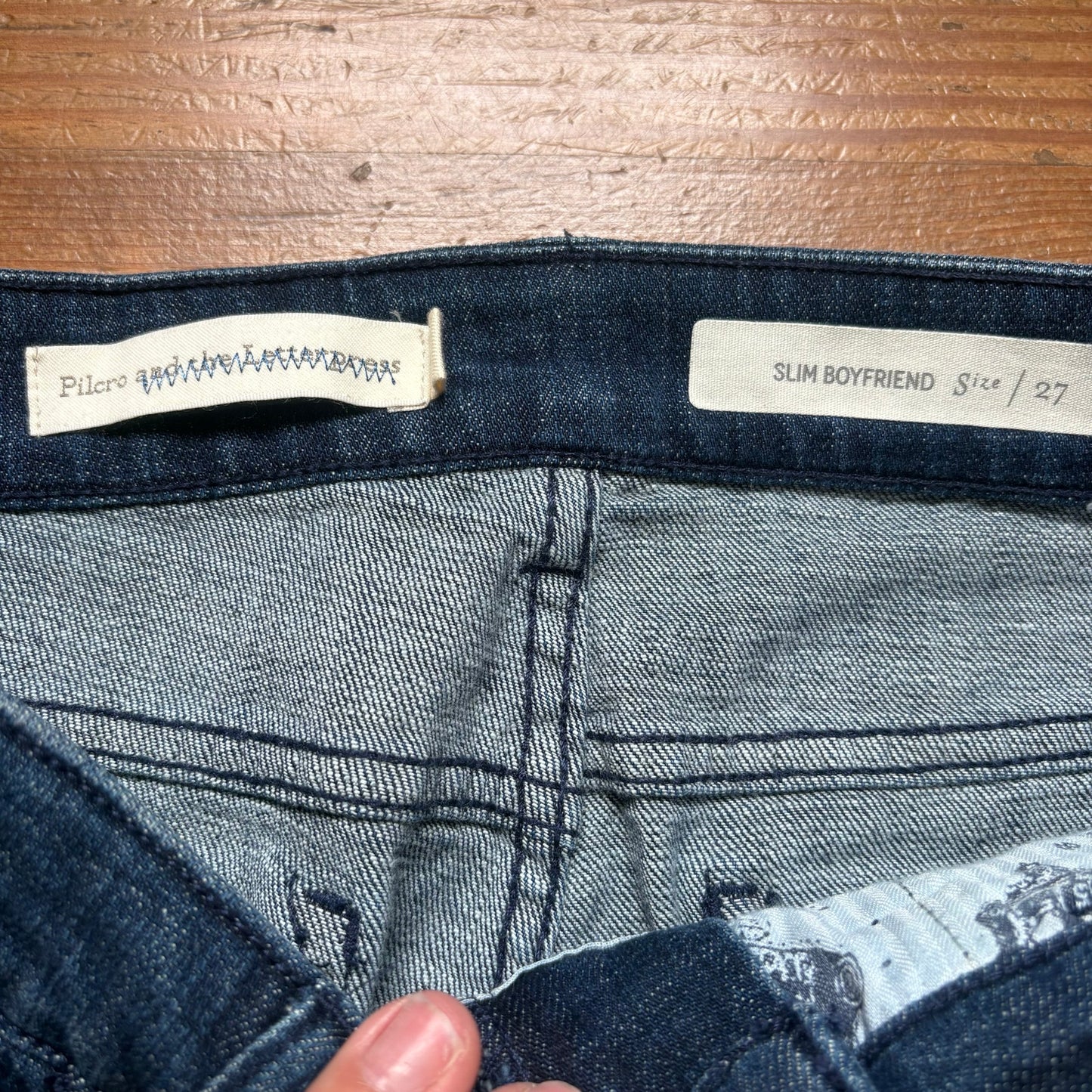 NWT Pilcro Anthropologie dark wash slim boyfriend sequin floral jeans SIZE 27