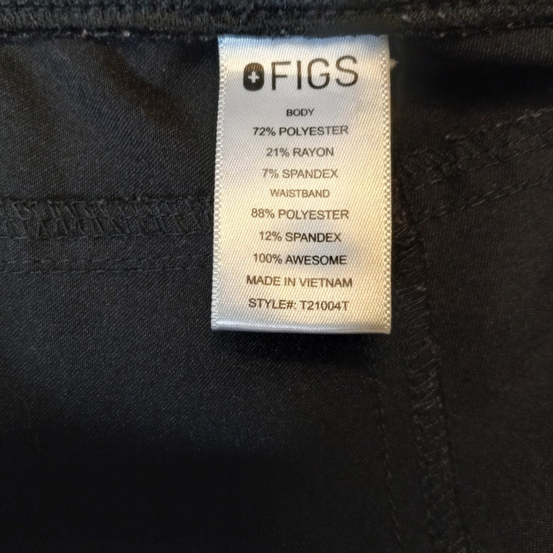 Figs black Kade elastic waist cargo scrub pants SIZE MT
