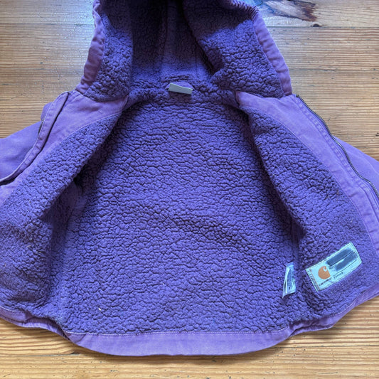 Carhartt purple fleece lined heavy hooded full zip toddler coat SIZE 24M
