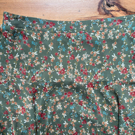 Cato green floral cottage fairy elastic waistband tiered skirt SIZE L