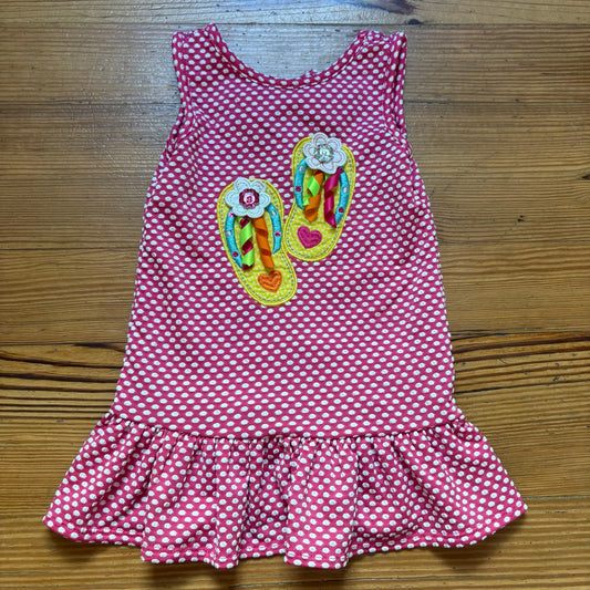 Youngland Baby pink white polka dot flip flop sleeveless toddler dress SIZE 24M