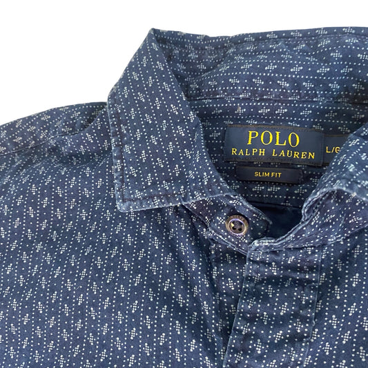 Polo Ralph Lauren blue western slim fit long sleeve button up shirt SIZE L