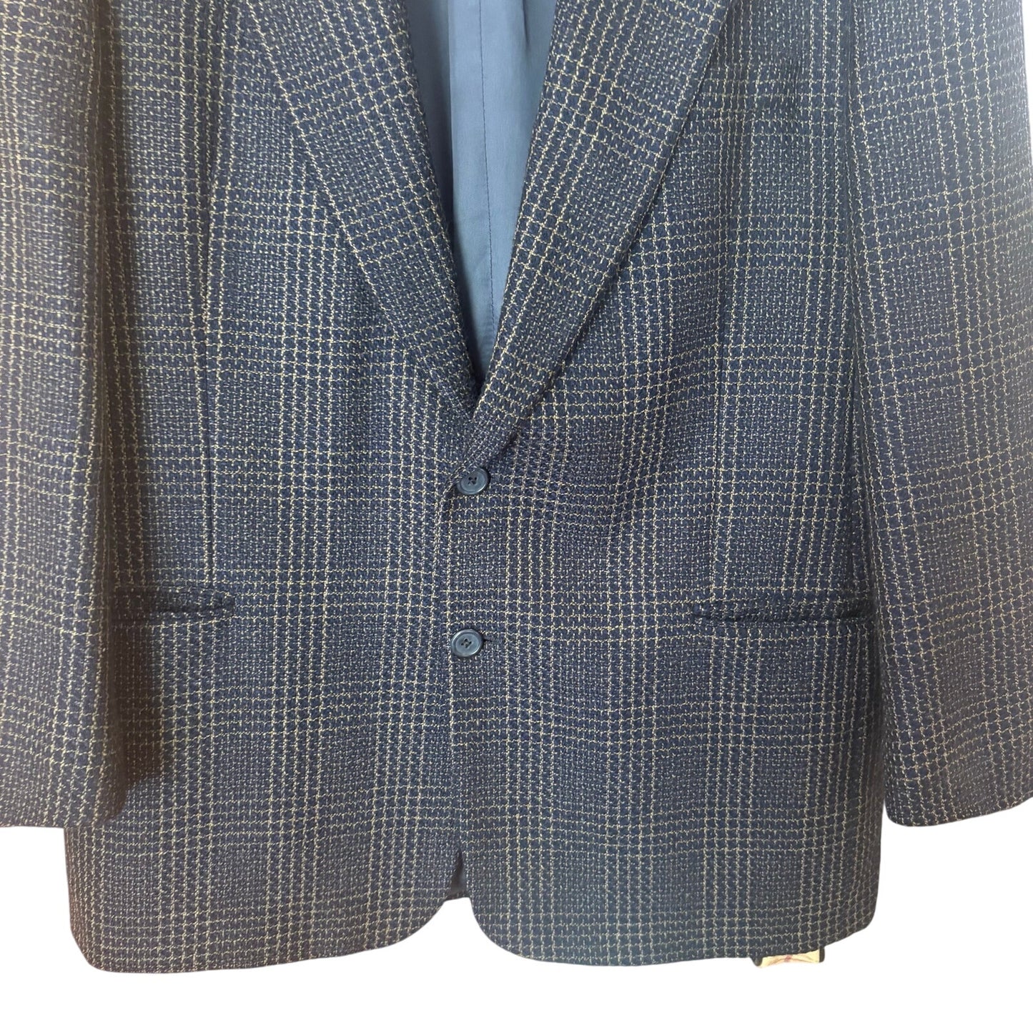 Terzo Uomo vintage dark blue brown tweed mens double button sport coat SIZE 42R