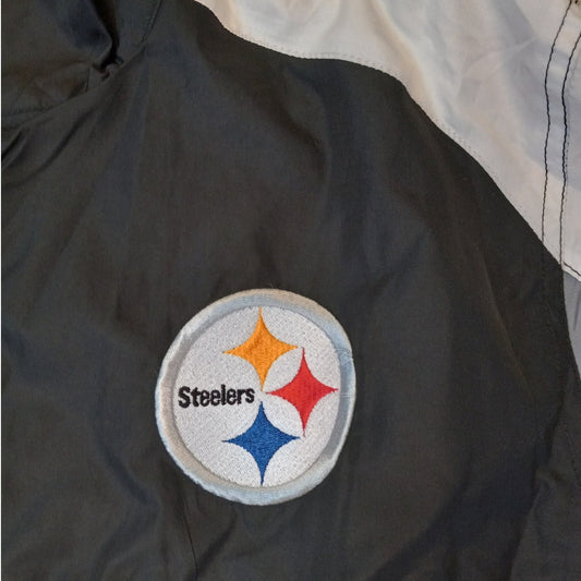 NFL Pittsburg Steelers black white full zip windbreaker jacket SIZE L