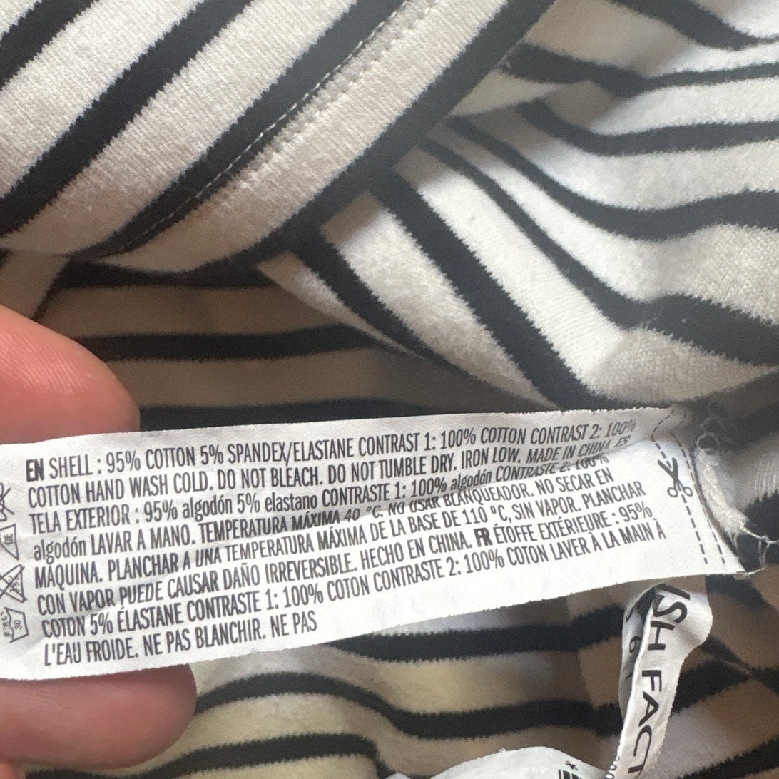 English Factory black and white striped beige ruffle long sleeve shirt SIZE S