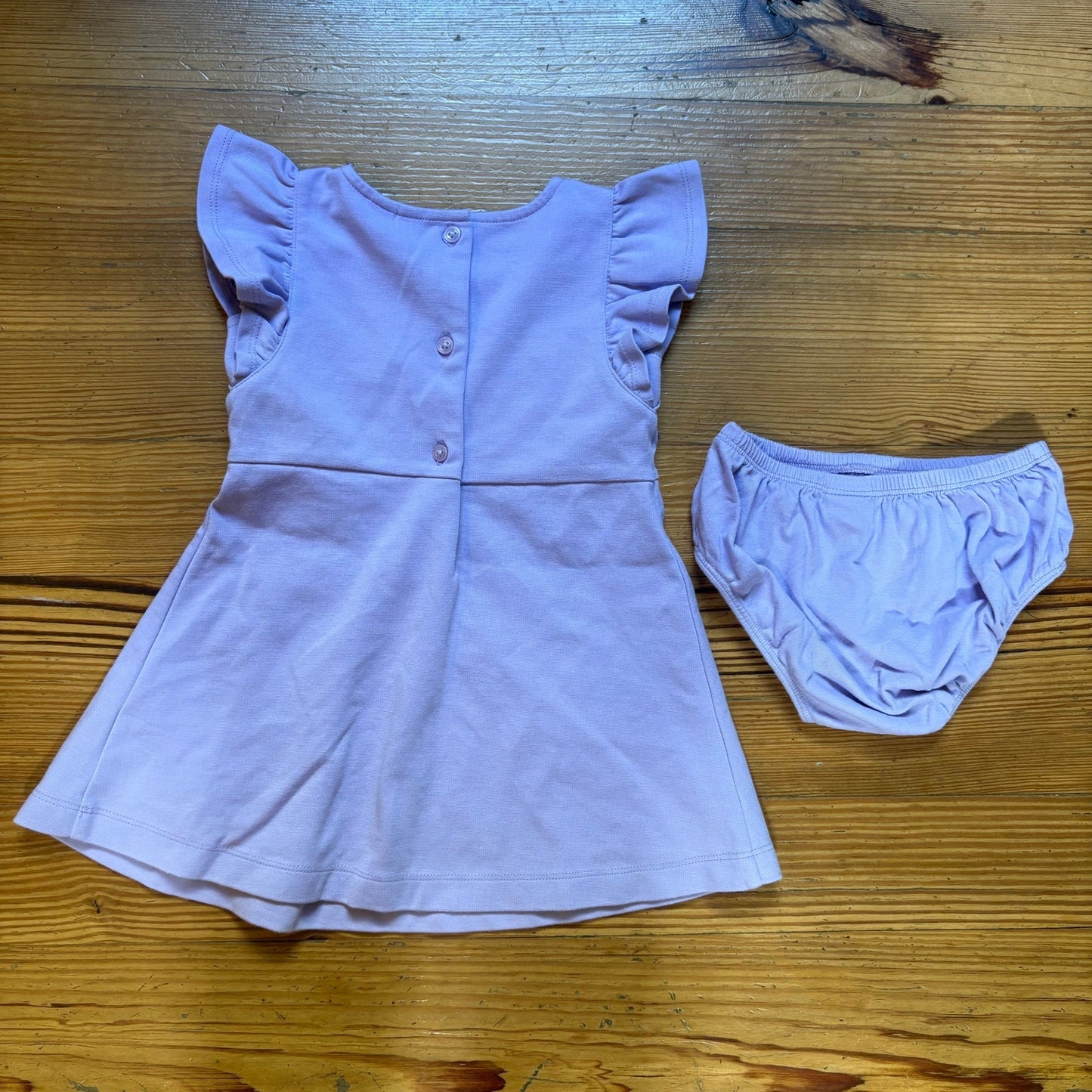 Janie and Jack light purple flutter sleeve leather buckle dress SIZE 12-18M
