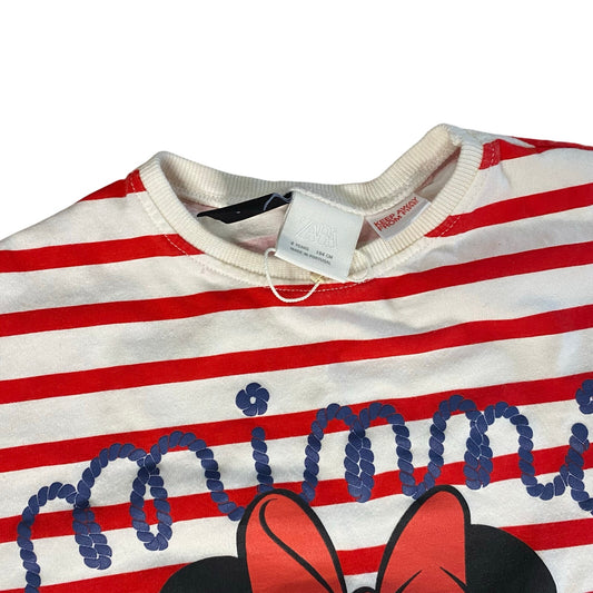 Zara Disney Minnie Mouse red white striped short sleeve cropped shirt SIZE 4