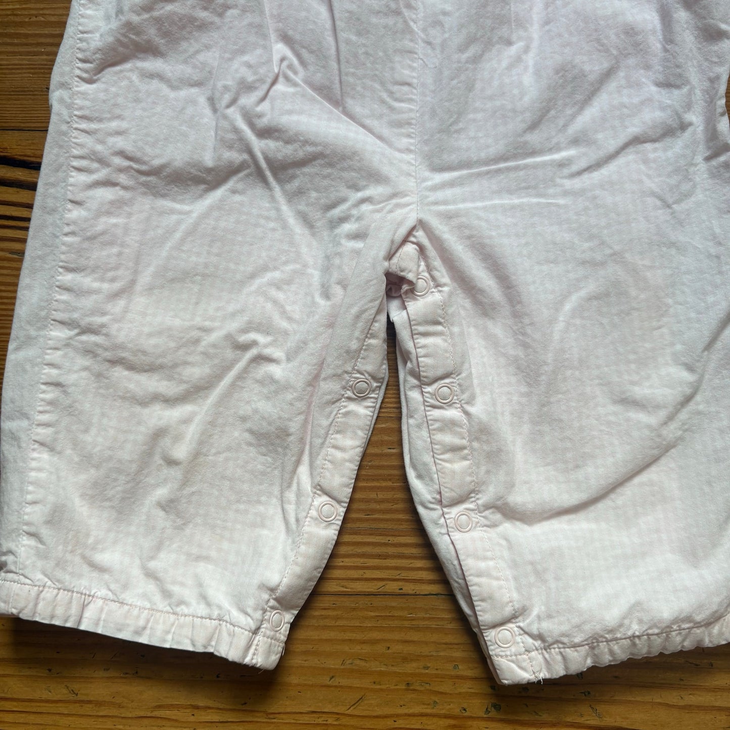 Janie and Jack pink white striped smocked long overall pants SIZE 6-12M