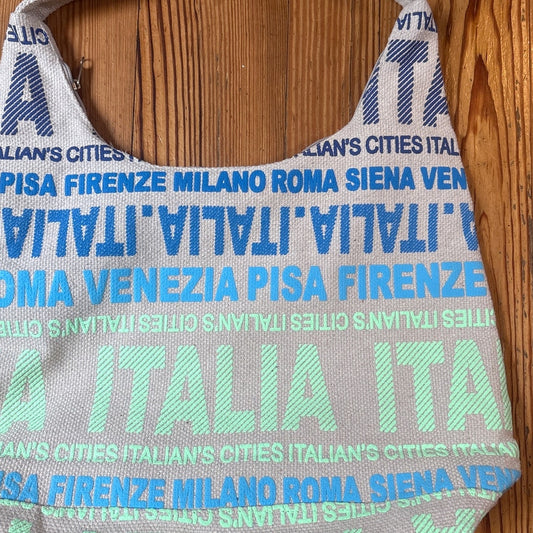 Brigitta italia beige blue green shoulder tote bag