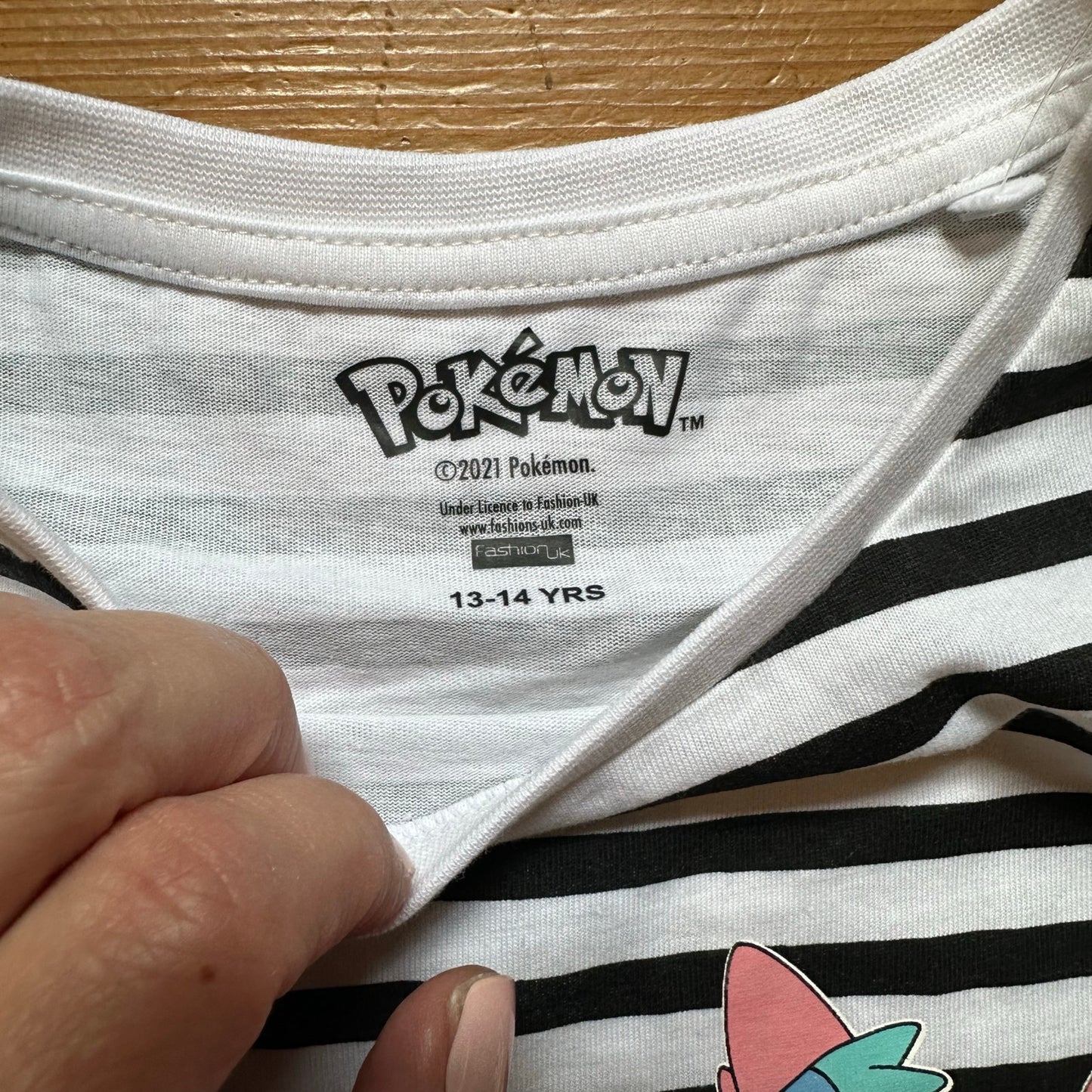 NWT black white striped Pokemon character graphic short sleeve shirt SIZE 14
