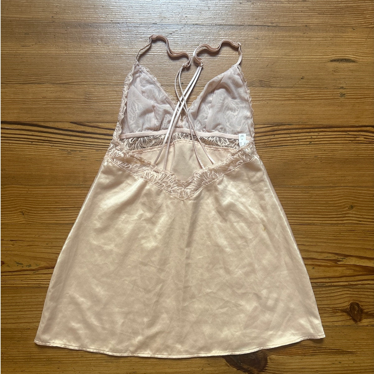 Auden blush pink sheer lace adjustable strap intimates slip dress SIZE M